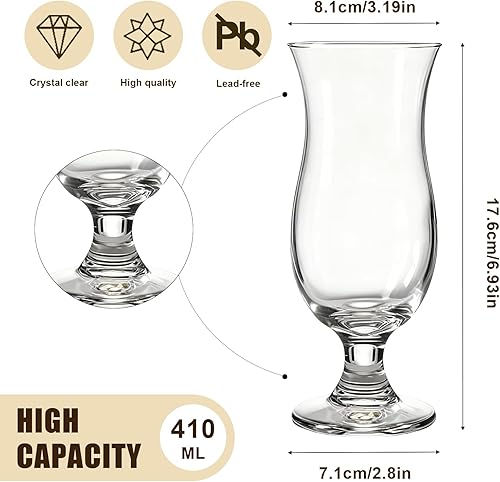 Miniatura 2 de DTREEL L60544 - Juego de 6 vasos de cóctel de 13.9 fl oz, vasos transparentes para café helado, vasos de batido y vasos largos para beber, ideal