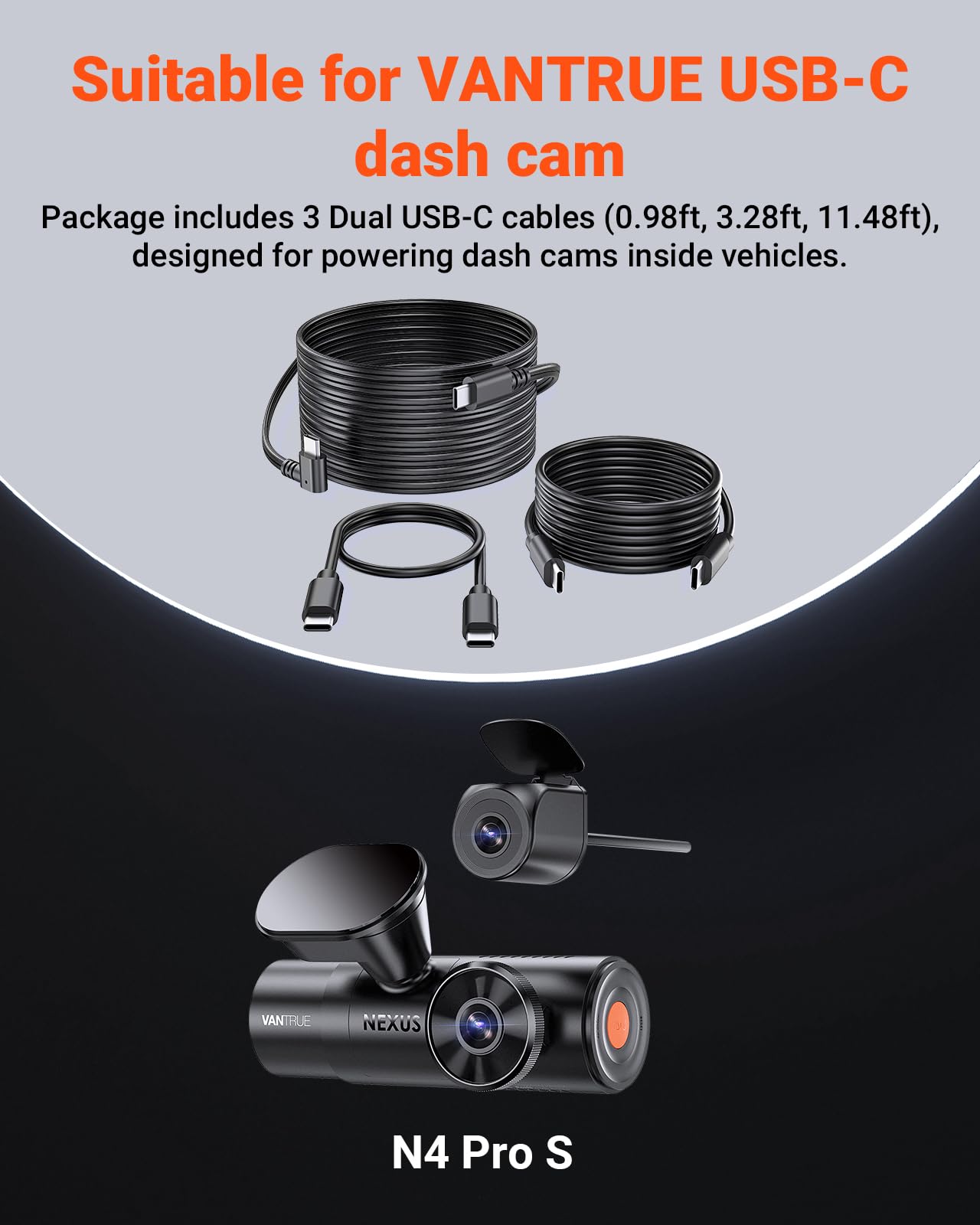 Amazon.com: Vantrue Cable Set:3 Dual USB-C Power Cables (0.98ft