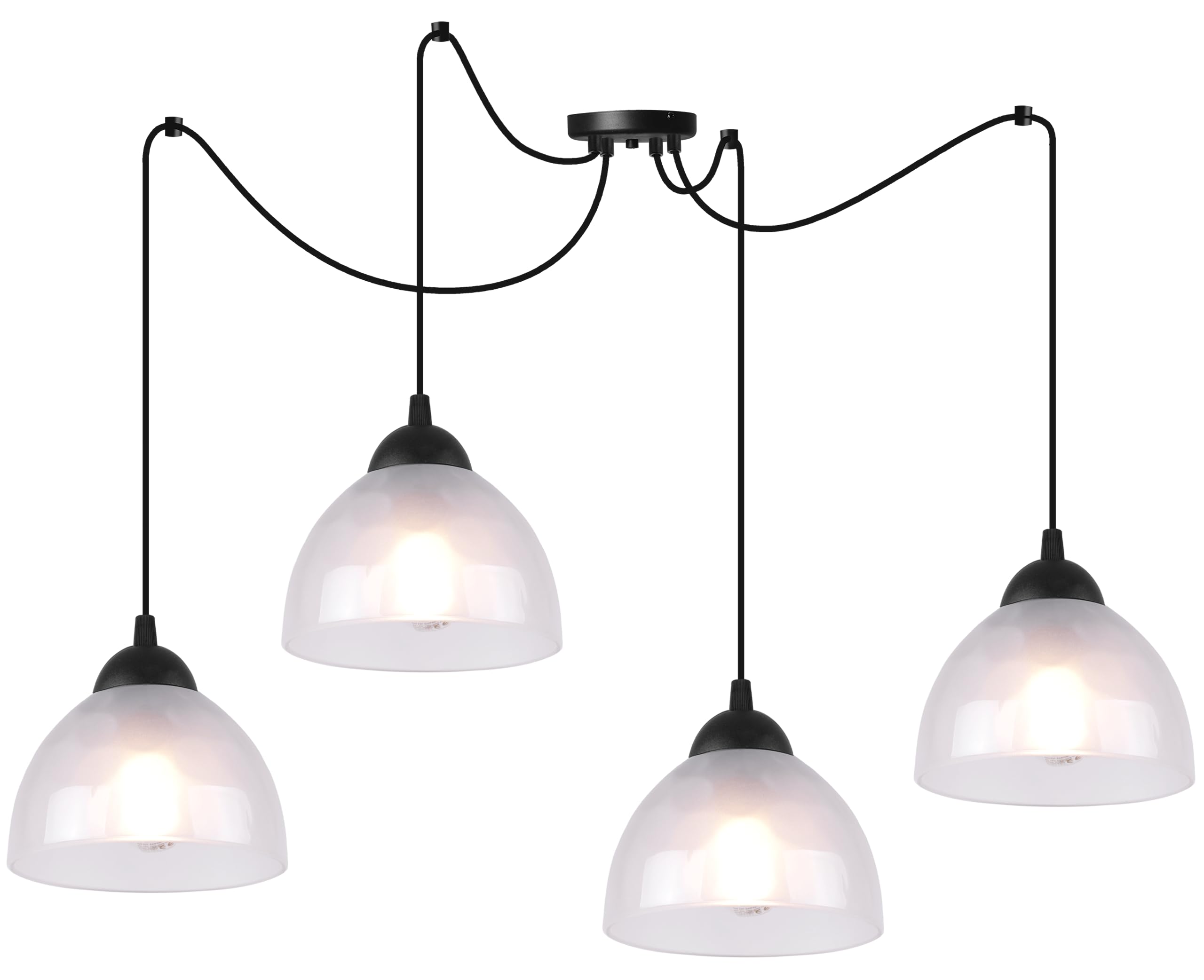 Light-Home Venice Pająk wiszący żyrandol - Nowoczesna lampa na sufit do sypialni salonu i kuchni w stylu loft nowoczesny - metal - E27 z 4 punktami światła - klosz szkło mleczne