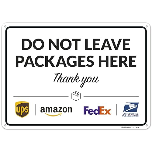 Vista 656 de Cartel de entrega del paquete, letrero de instrucciones de entrega, 10 x 7 pulgadas, aluminio 040 libre de óxido, resistente a la decoloración
