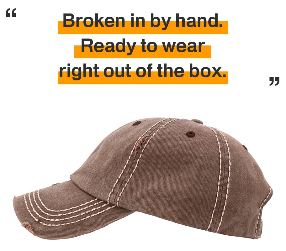 Image of KBETHOS Vintage Washed Distressed Cotton Dad Hat Baseball Cap Adjustable Polo Trucker Unisex Style Headwear