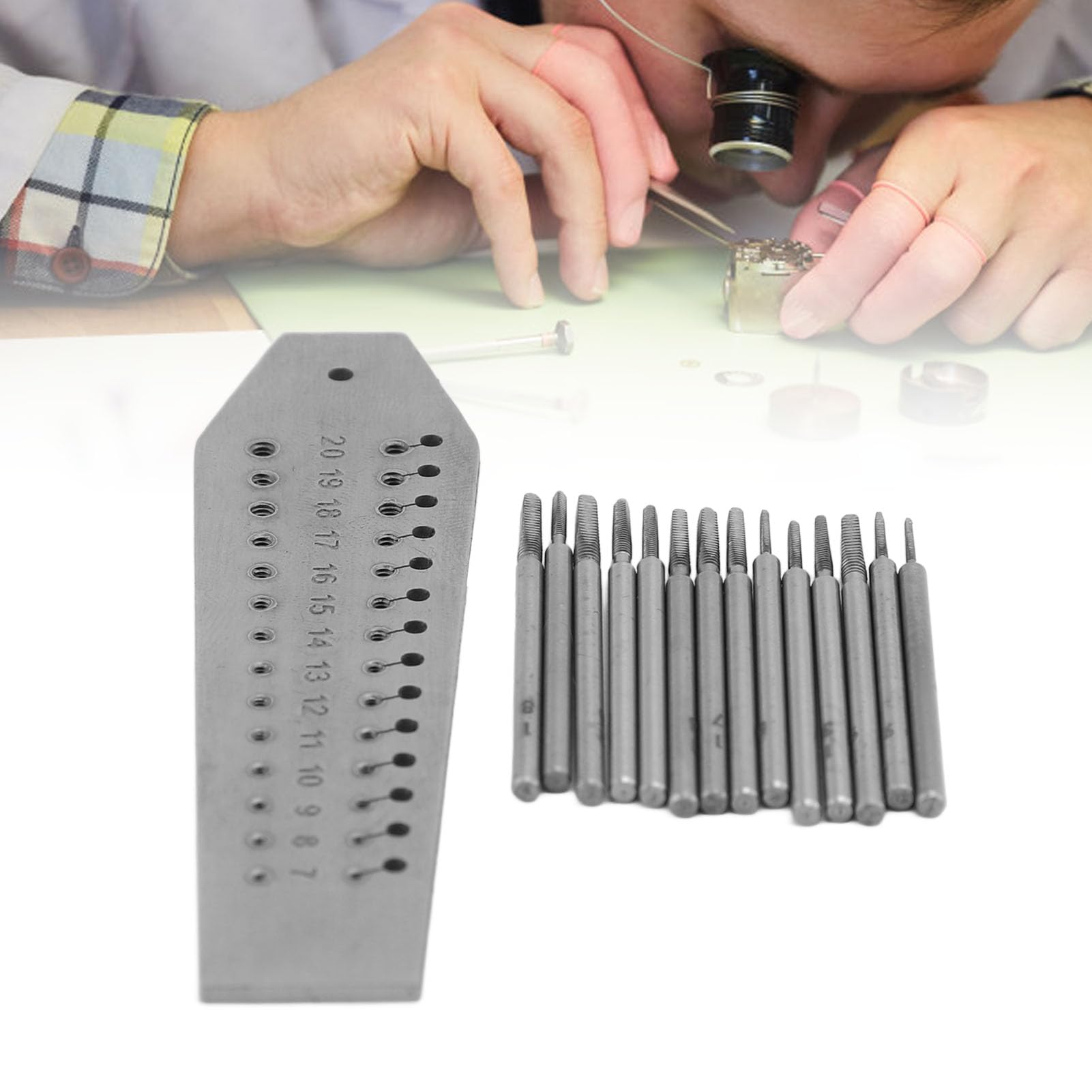 Jeu de Tarauds et Filières 14 Pièces, Ensemble de Tarauds et Filières Miniatures en Métal de 0,7 Mm à 2 Mm, Matrices de Taraudage D'horlogers Bijoutiers pour la Fabrication de