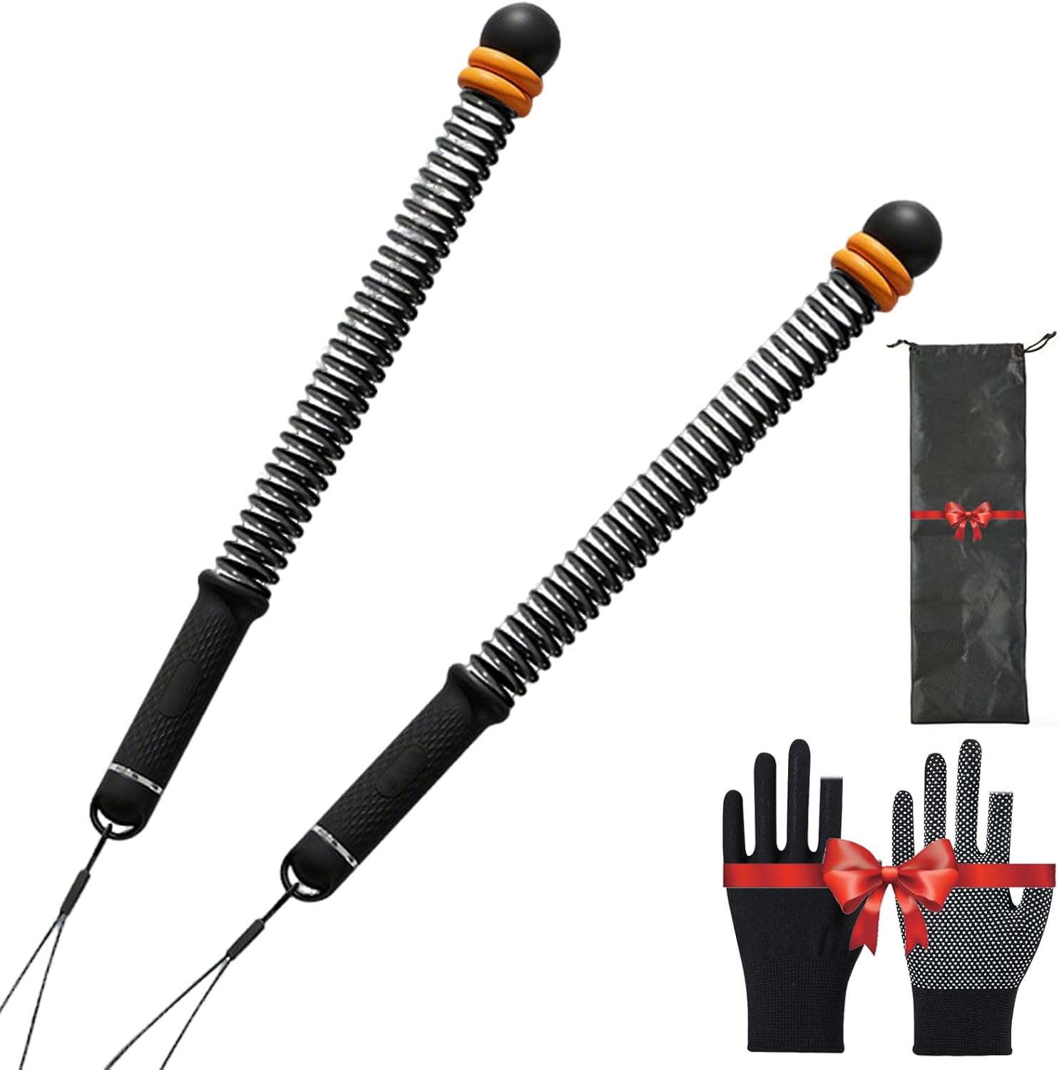 Adjustable Ropeless Battle Ropes 2-Pack, Weighted Cordless Training Battle Ropes for Home Gym, HIIT, Strength (Black)