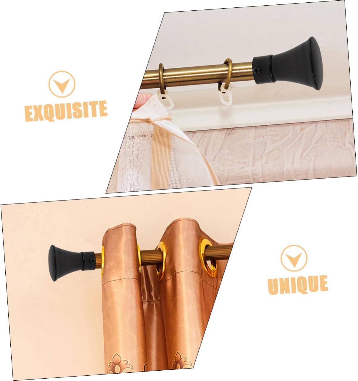 8pcs Finials for Curtain Rods Iron Curtain Rod Finials Modern Design No Drilling Decorative Ends