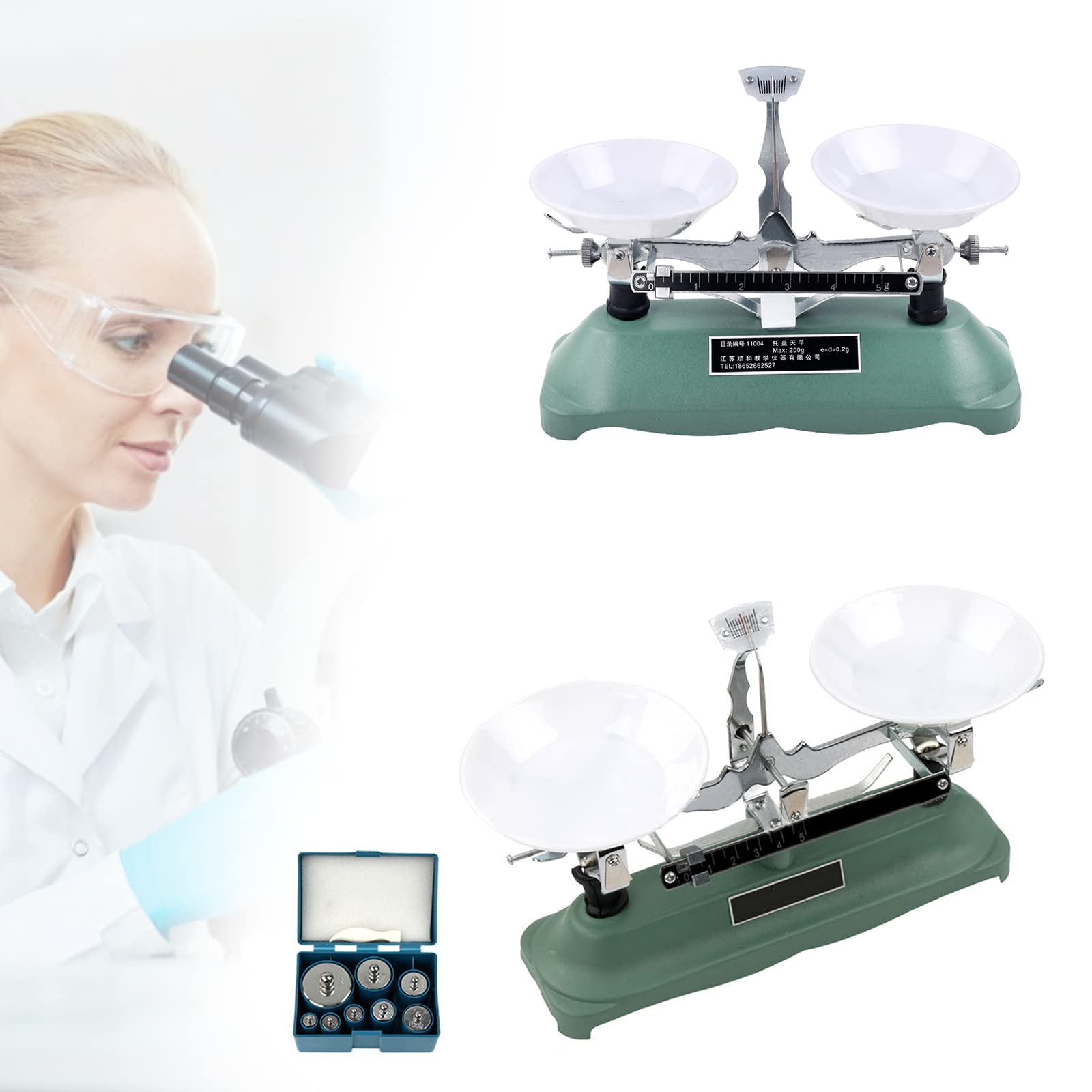 Balance de table de laboratoire 500G Balances mécaniques à palettes avec ensemble de poids d'étalonnage de précision Balance Équipement pédagogique Balance à plateau Balance de laboratoire Balance