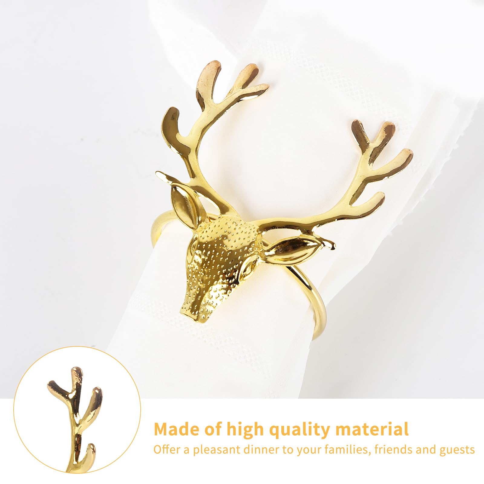 Lot De 6 Anneaux De Serviette En Métal Argenté - Motifs Cerfs Et Rennes - Parfait Pour La Décoration De Table De Noël