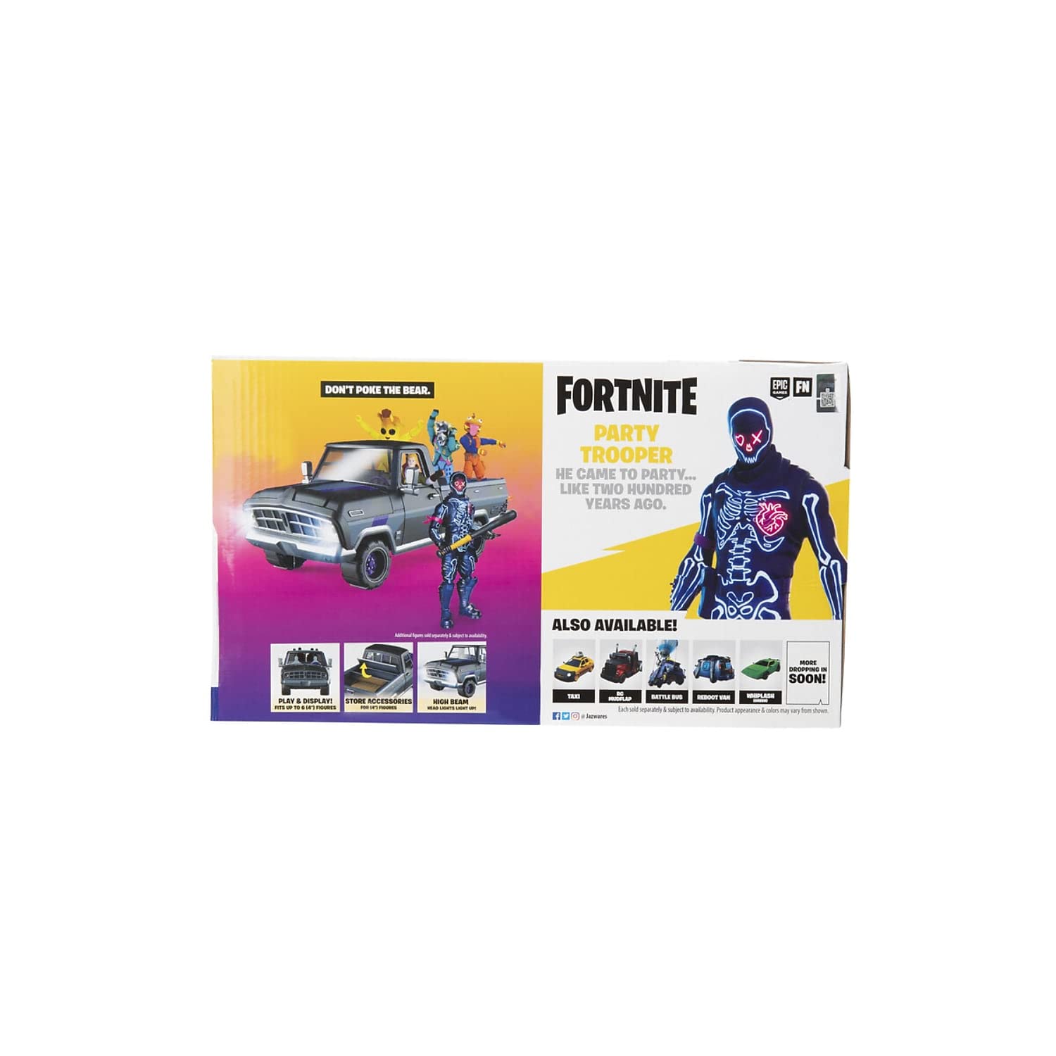 Fortnite FNT1019 pojazd niedźwiedzia Plus 4-calowa figurka żołnierza imprezowego z palnikiem Bash, wielokolorowa