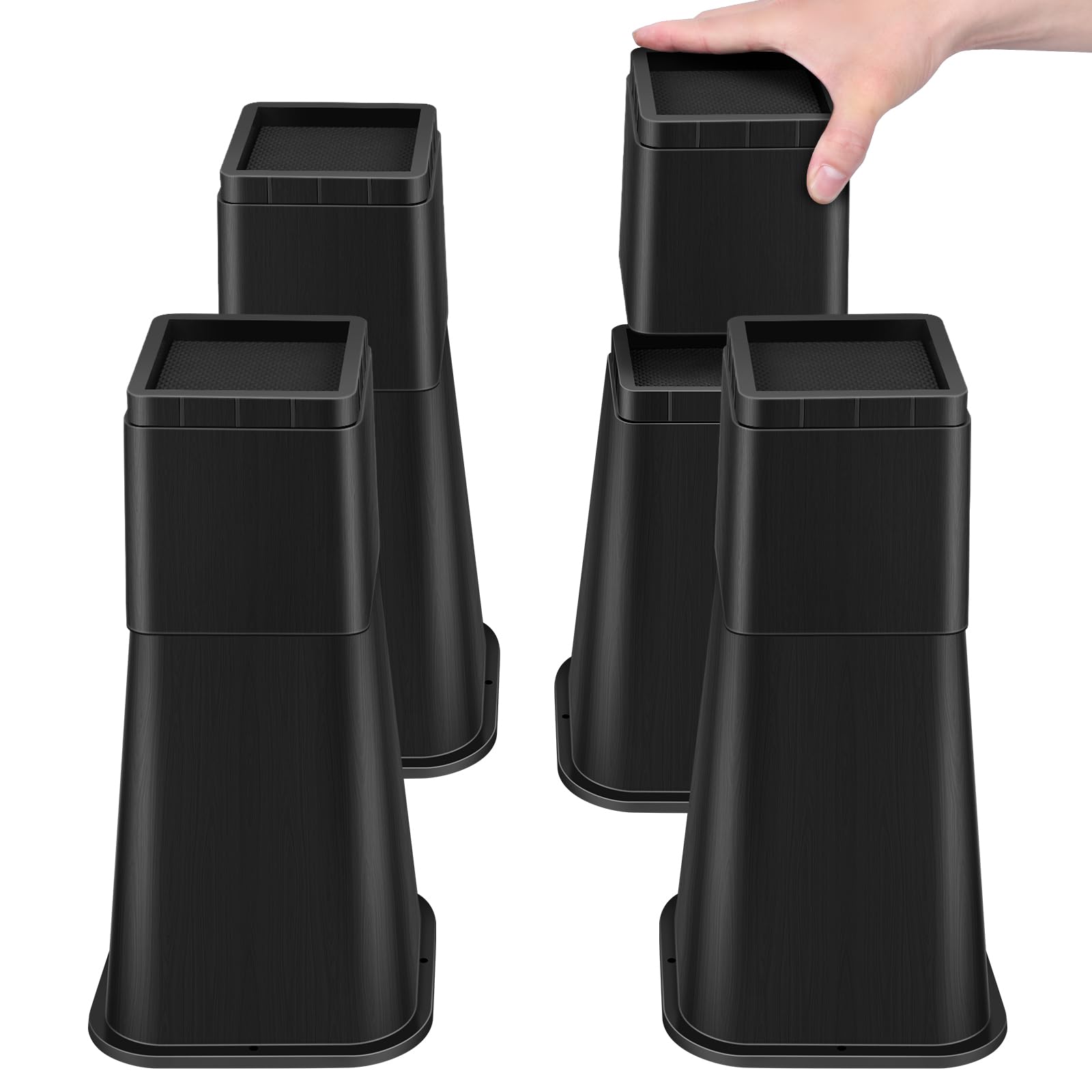 Elevadores ajustables para muebles de cama, elevadores resistentes tanto para postes como para ruedas de muebles, sofá, cama, silla, mesa (paquete de 4, 12 pulgadas)