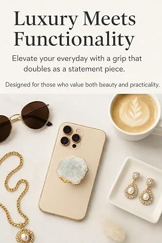 Miniatura 6 de Gratitude Grips by CRYSTALFY - Soporte magnético de cuarzo rosa para teléfono y soporte expansible, accesorio superior intercambiable de piedras