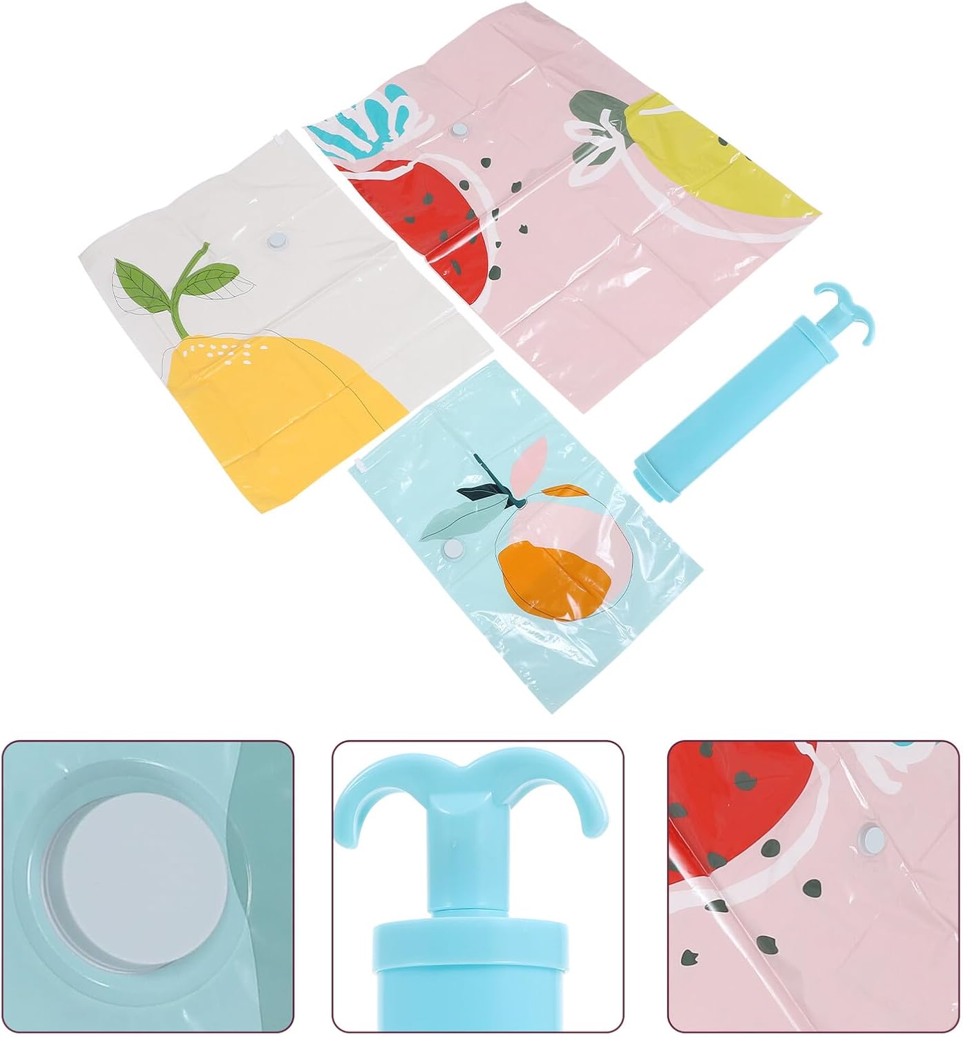 Vacuum Storage Bags Set 10pcs (60x40cm+60x80cm+100x80cm) with Hand Pump, Clothes and Bedding Compression Bags for Home Organization, Space Saver Vacuum Packing Pouches