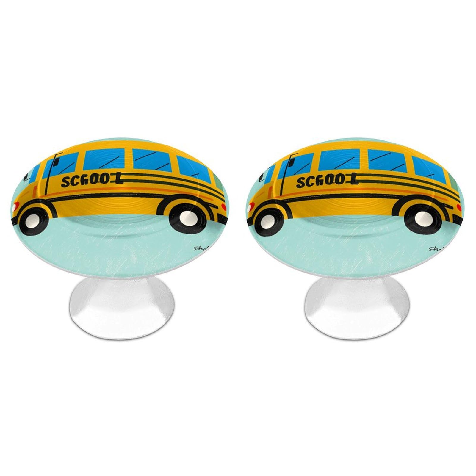 LPSADGF School Bus Cabinet Knobs 2-Pack Stainless Steel Cabinet Pulls Vintage Drawer Pulls Handles for Kitchen Cabinets, Bathroom, Wardrobe Easy Install