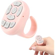 Finger Ring Mouse Mini Wearable Bluetooth Remote Control Scrolling Ring Thumb Mouse Portable Travel Wireless Handheld Air Mouse for Smartphone iPad Tablet for Page Turn Take Photo Watch Video, Pink