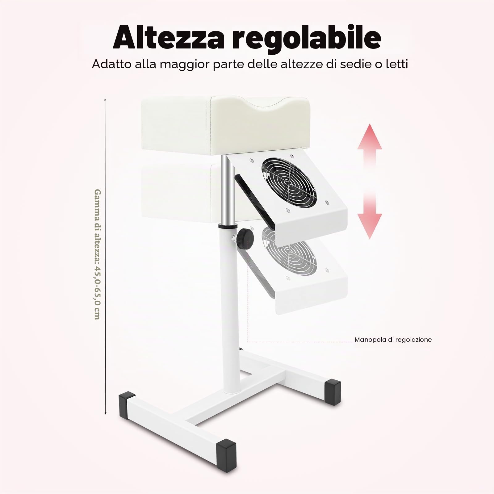 MINRS Sedia e pedicure mobile con aspirazione regolabile, poggiapiedi per casa e salon spa, bianco
