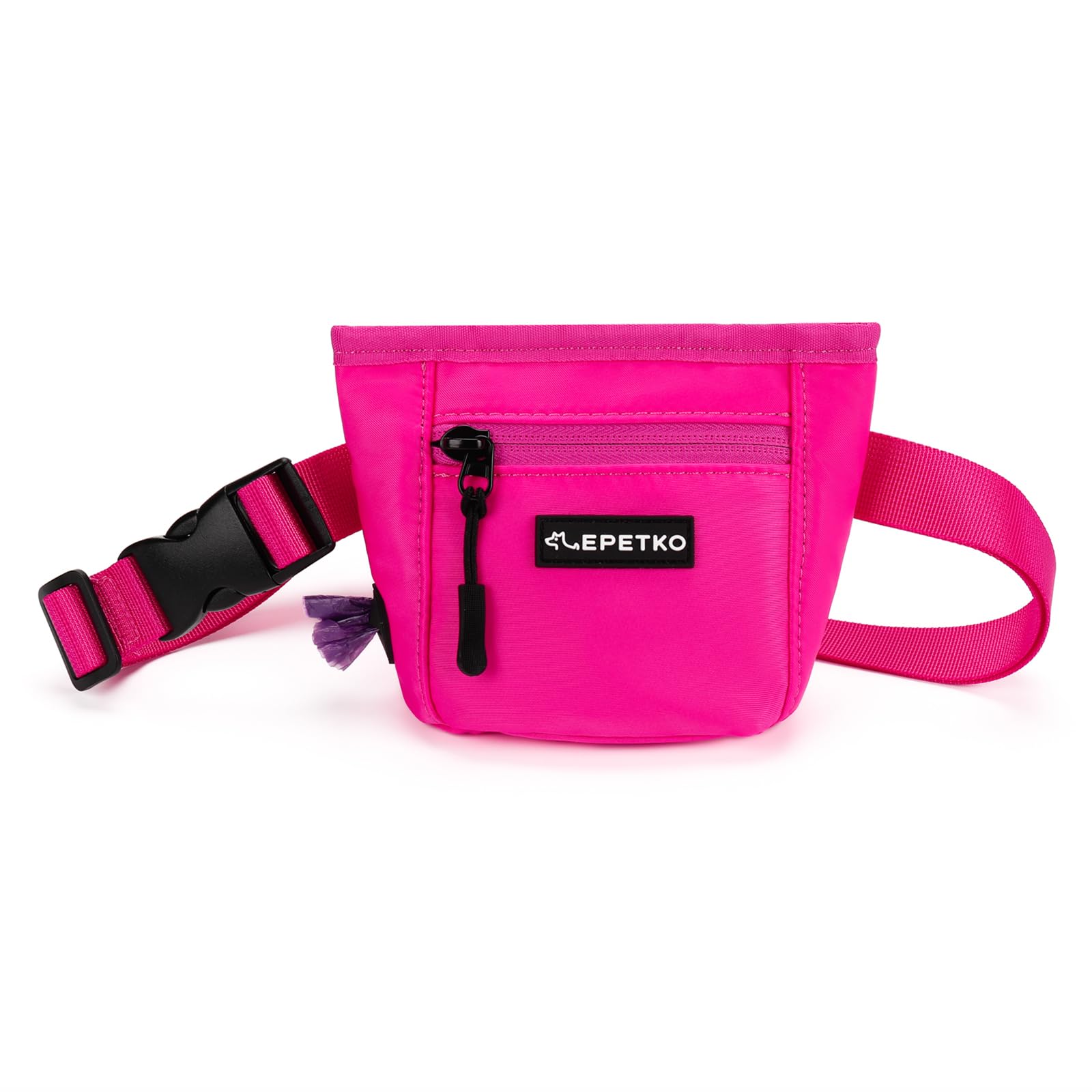 EPETKO Dog Treat Bag,Powerful Magnetic Closure Device Dog Treat Pouch, Large Capacity Dog Treat Bag Pouch with Poop Bag Dispenser, Treat Pouch for Dog Training with Metal Waistband Clip (Pink) — image 1