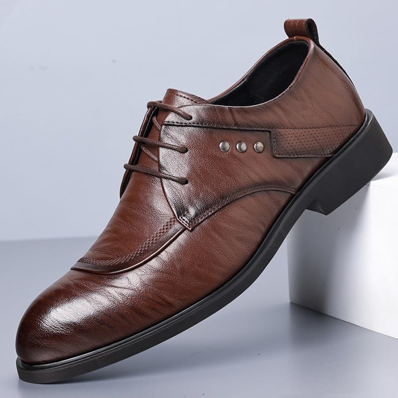 Men's Leather Oxfords Shoes, Business Walking Fashion Classic Lace Up Low Top Tuxedo Dress for Men Shoes3