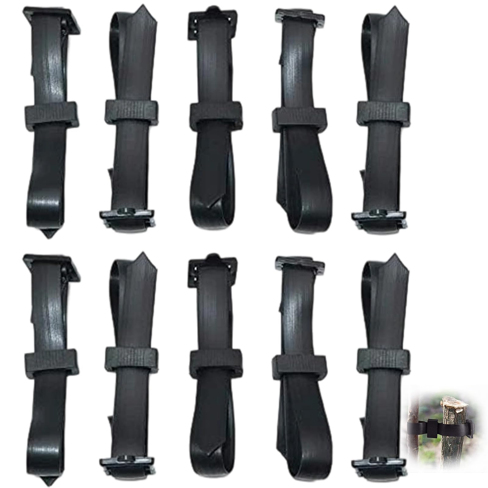 DAQUN 10 Pcs Tree Ties Rubber Straps, 30x1.3cm Support Straps for Staking, Black Adjustable Rubber Tie Strap for Support Trees Shrub