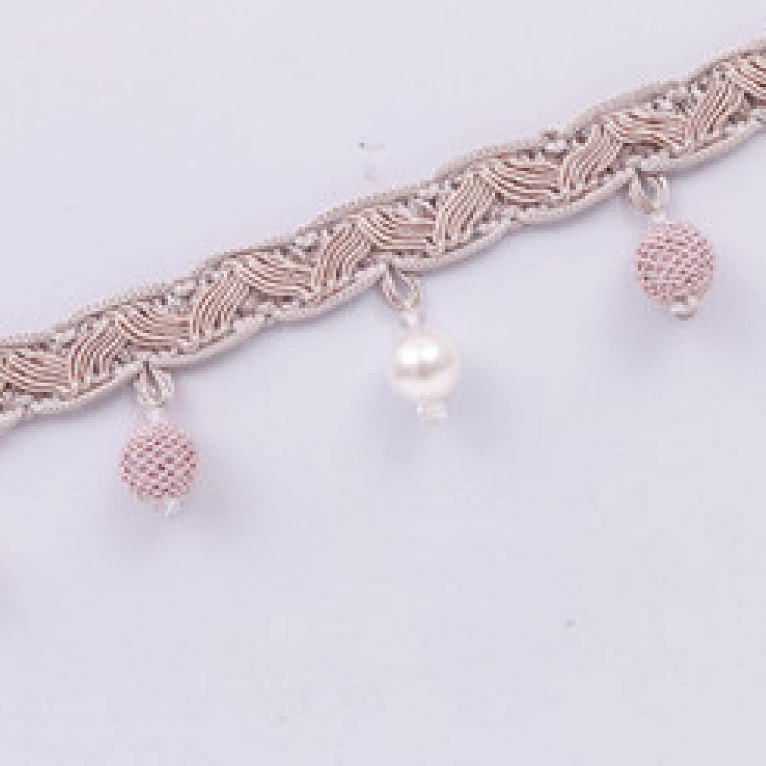 Curtain Tassels，Tassels for Sewing， 12 Yards Pearl Beads Tassel Fringe Lace Ribbon DIY Curtain Sewing Trim Sofa Table Lampshades Decorative Accessories(Pink)