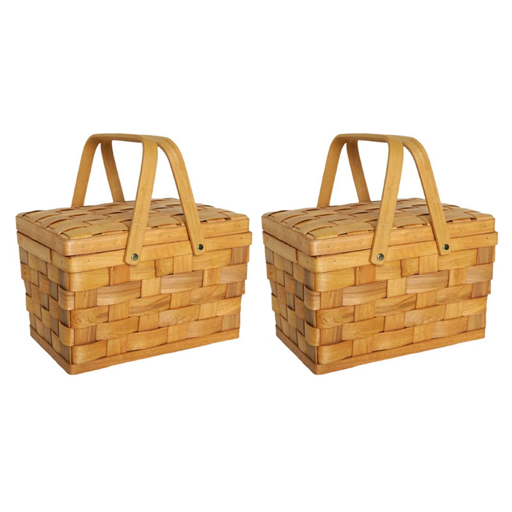 Panier Pique-Nique Bois anti-Désordre Boîte Rangement et Table Pain