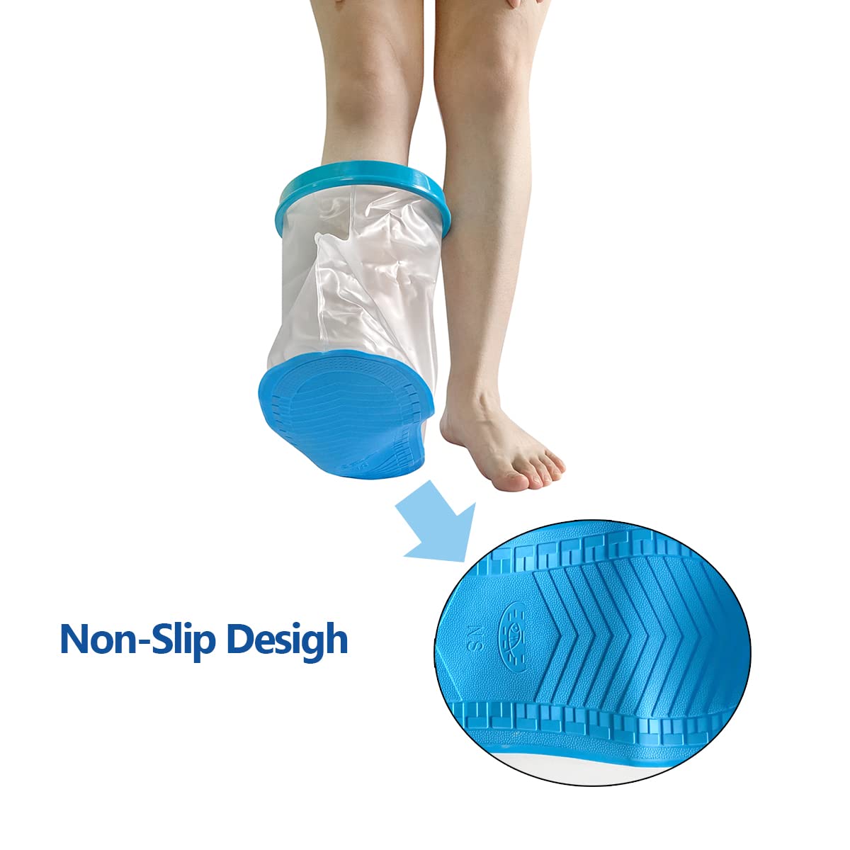 Copripiede antiscivolo impermeabile per bagno doccia, protezione per piedi per adulti, mantiene la gamba della caviglia asciutta e asciutta, lesioni, riutilizzabile