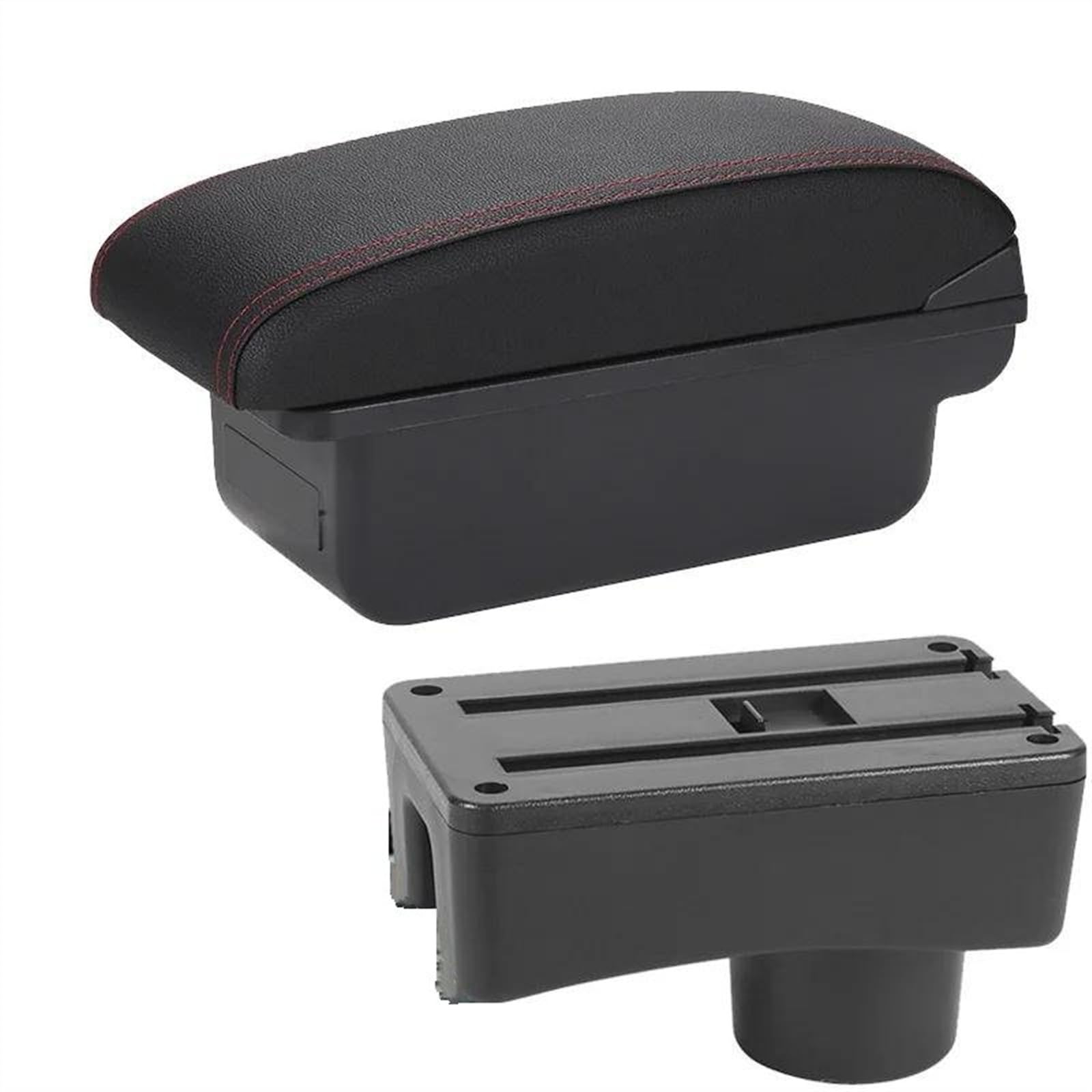 NOHEEU Car Center Console Storage Box Multifunctional Armrest Interior Accessories For Accent For Tagaz(C1 Black red NO USB)