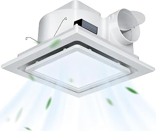 Gopper 12" Ultra Quiet Bathroom Exhaust Fan with 6500K LED Light | 120 CFM, 1.0 Sone, 1500LM, 10x10 Mount Energy Efficient Vent
