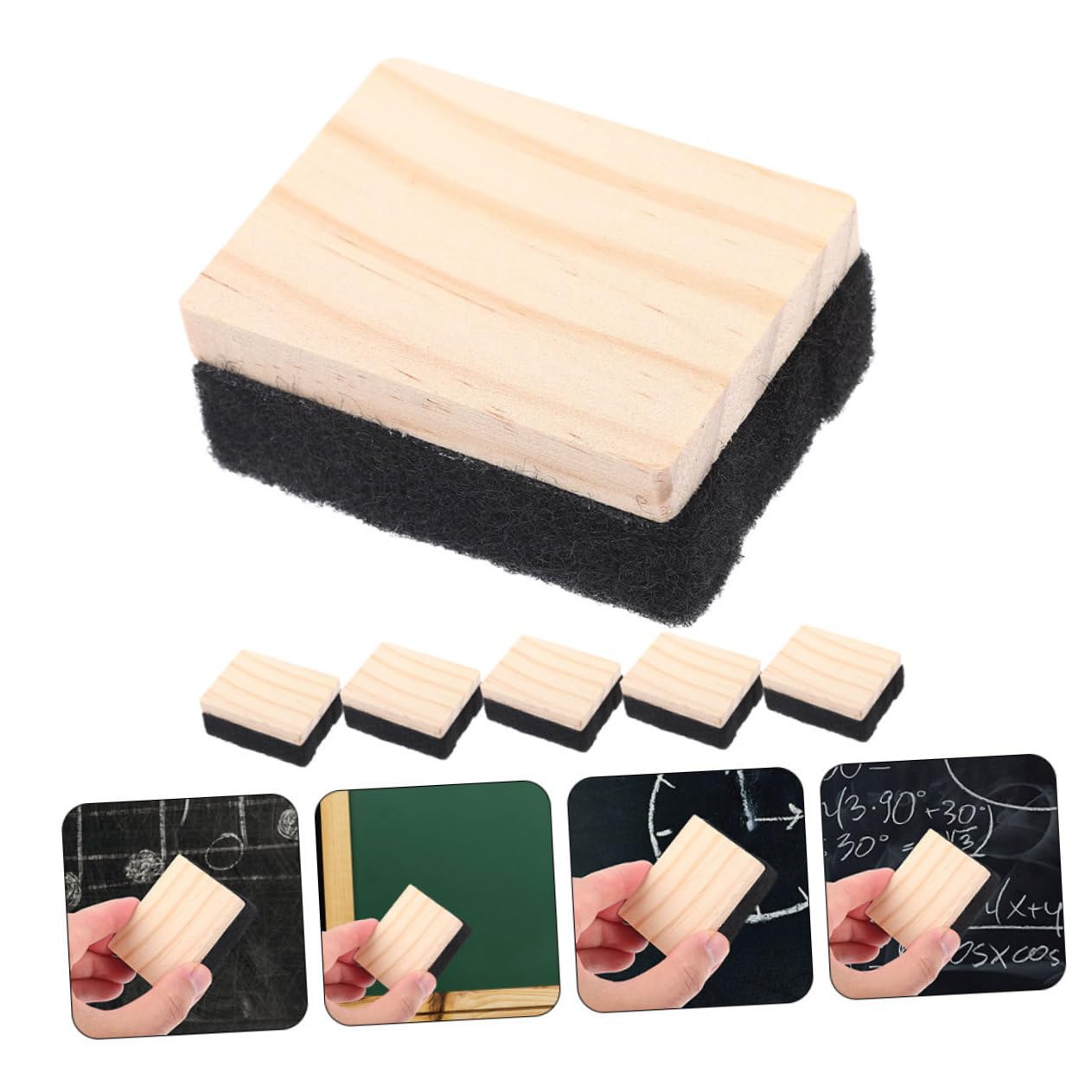 VILLCASE 5 Sätze Tafelradierer Aus Holz Wischen Whiteboard-reiniger Whiteboard-marker Kreidetafel Löschbare Stifte Schwarz Textmarker Stifte Mit Ständer Gefühlt 6 Stück * 5