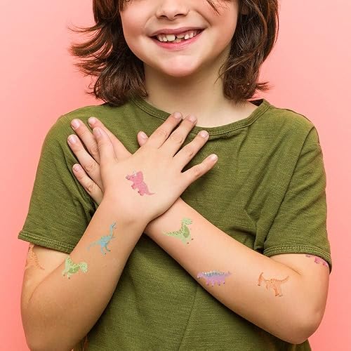 Miniatura 3 de Flash Tattoos Juego variado de tatuajes de dinosaurio para niños | 25 tatuajes temporales envueltos individualmente | Suministros para fiestas de