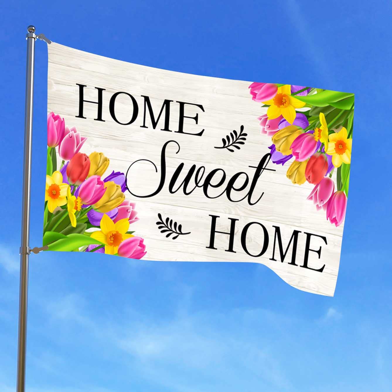 HHERCICIM Muttertags-Flagge – 90x150 Cm, Tulpen-Motiv „We Love You Mom“ | Outdoor-Deko Mit Messingösen