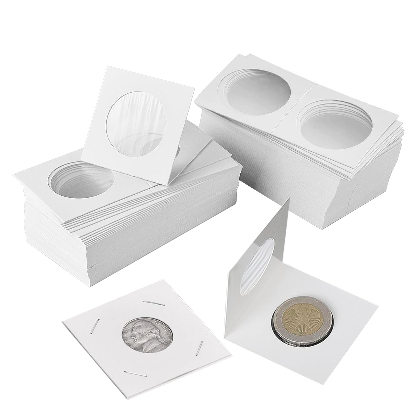 Lot De 50 Capsules De Protection En Carton Avec Mylar Pour Pièces De Monnaie, 37 Mm, Rangement Et Présentation