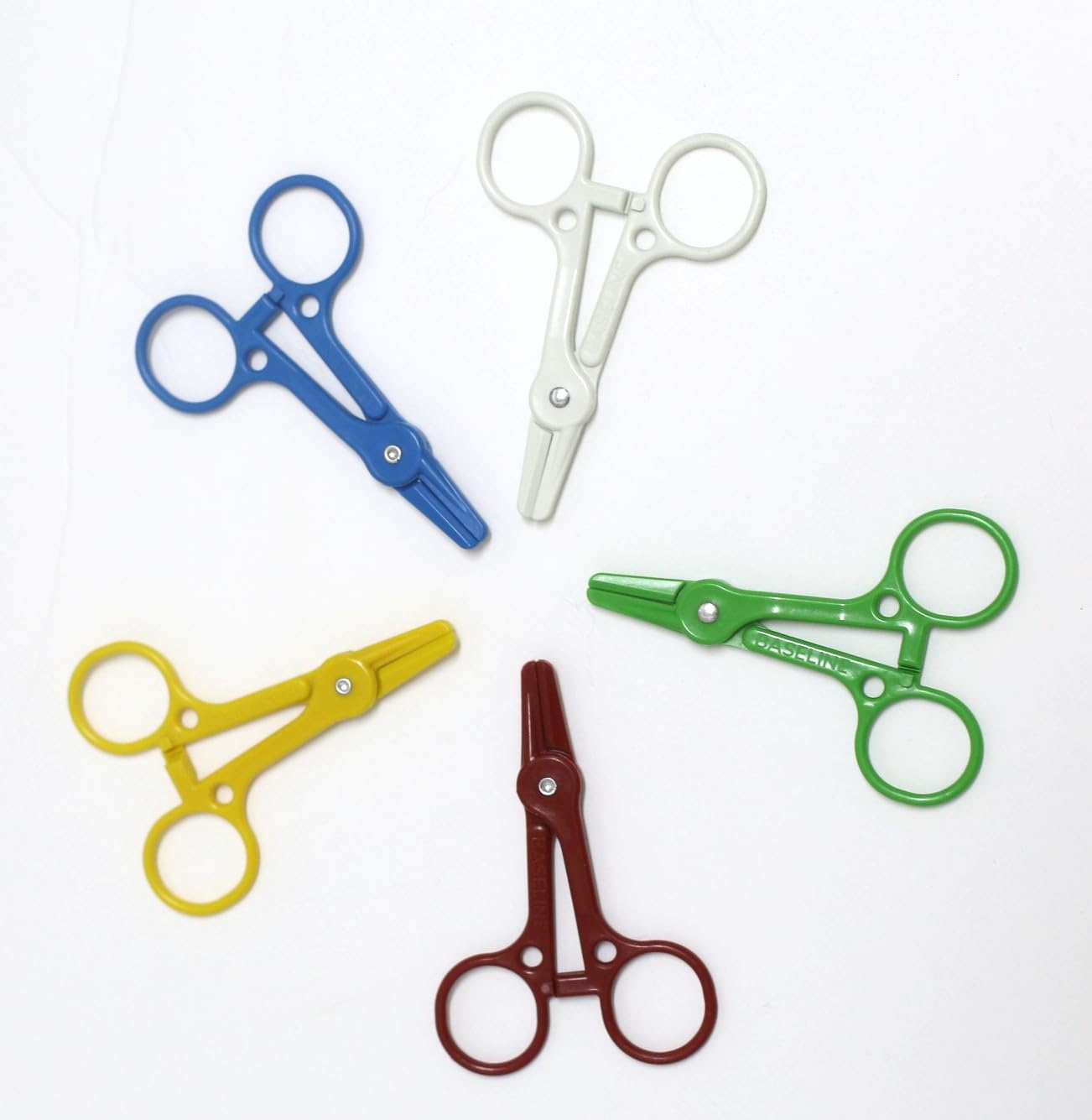 TUBING CLAMPS, MULTI COLOR, BAG OF 10 OC10-M, EACH 10-PACK INCLUDES: 2 RED, 2 DARK BLUE, 2 WHITE, 2 YELLOW + 2 GREEN MADE IN USA