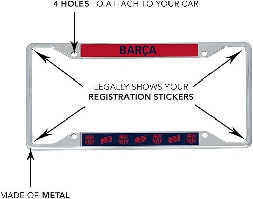 Miniatura 5 de Desert Cactus FC Barcelona Car Accessories Barça Football Club Marco de matrícula metálico y soporte para etiqueta para la parte delantera o trasera