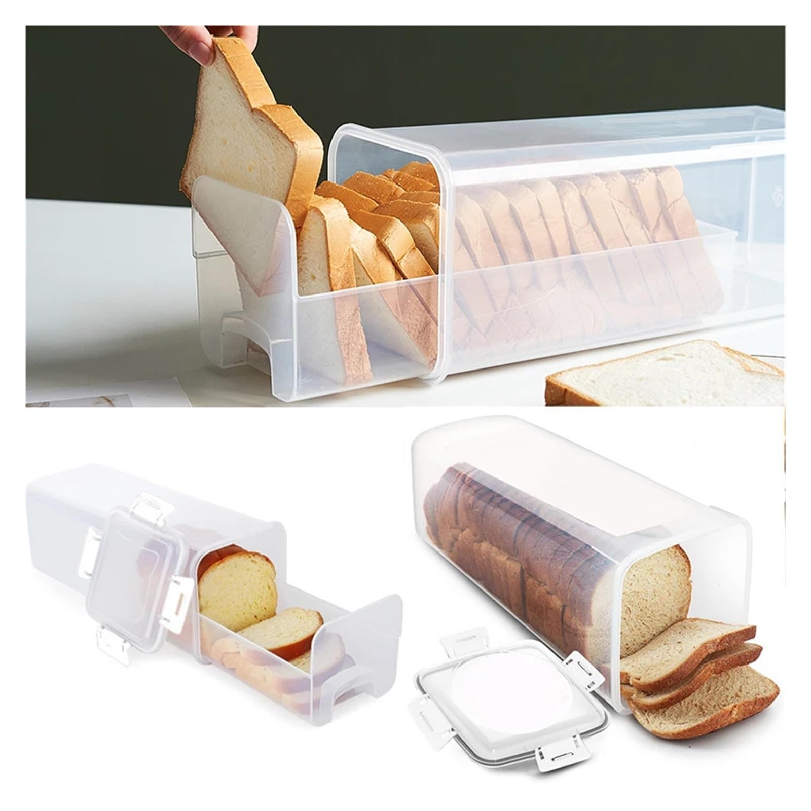 Contenedor For Pan, Panera Hermética Transparente Con Tapa, Soporte For De Sándwich For Casero, Protector Alto For Cocina