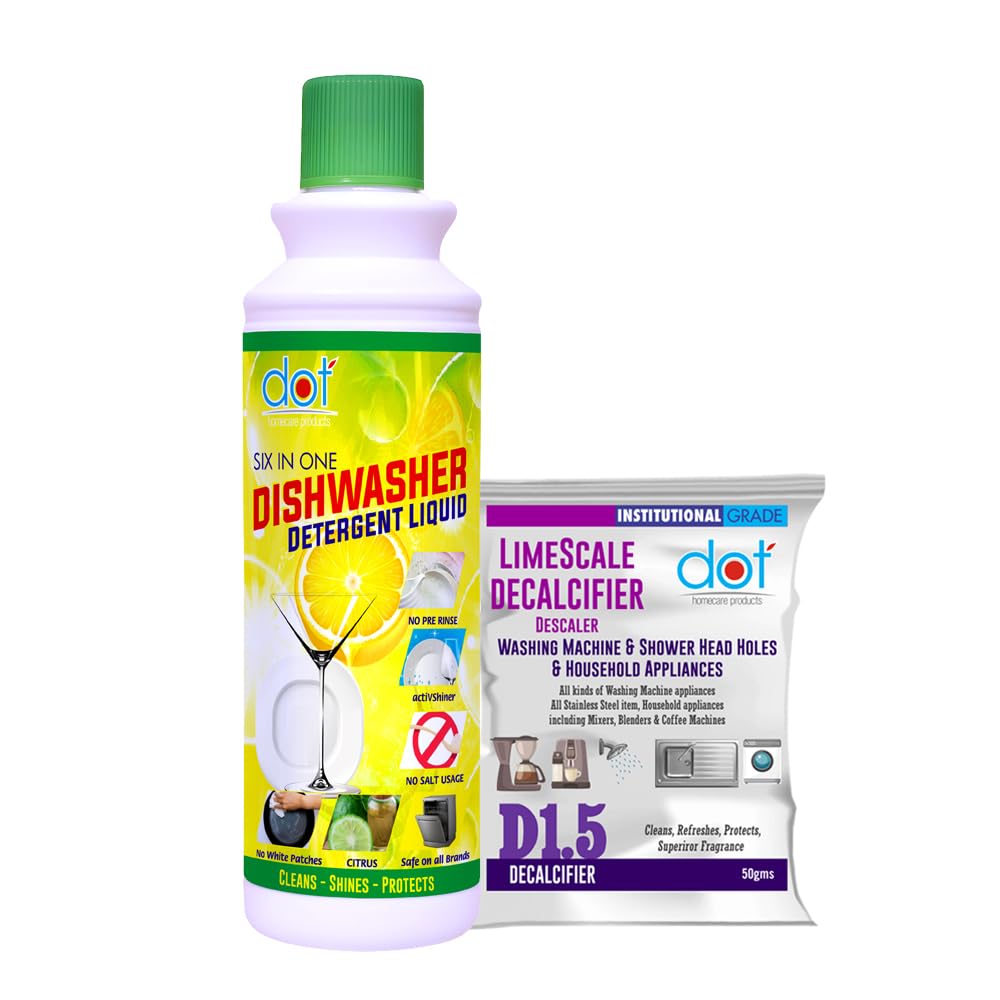 DOT Dishwasher Detergent Liquid | Eco Friendly | Suitable for all branded machines, Salt & Hard water compatible, Protect your dishwasher appliance. - No LEAKS (250 ml (Pack of 1))-image-45
