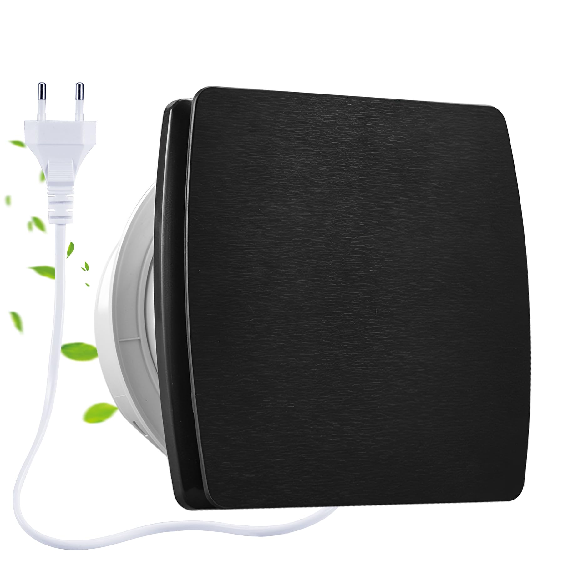 150 mm Ventilador de Baño, 295 m³/h con Válvula Antirretorno Cable de Alimentación Europeo de 1 m, para Cocina, Baño (Negro 100mm QB)