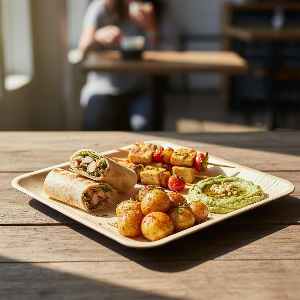 Charity Leaf Disposable Palm Leaf 12" Square Plates (25 pieces) Bamboo Like Serving Platters, Disposable Boards, Eco-Friendly Dinnerware For Weddings, Catering, Events