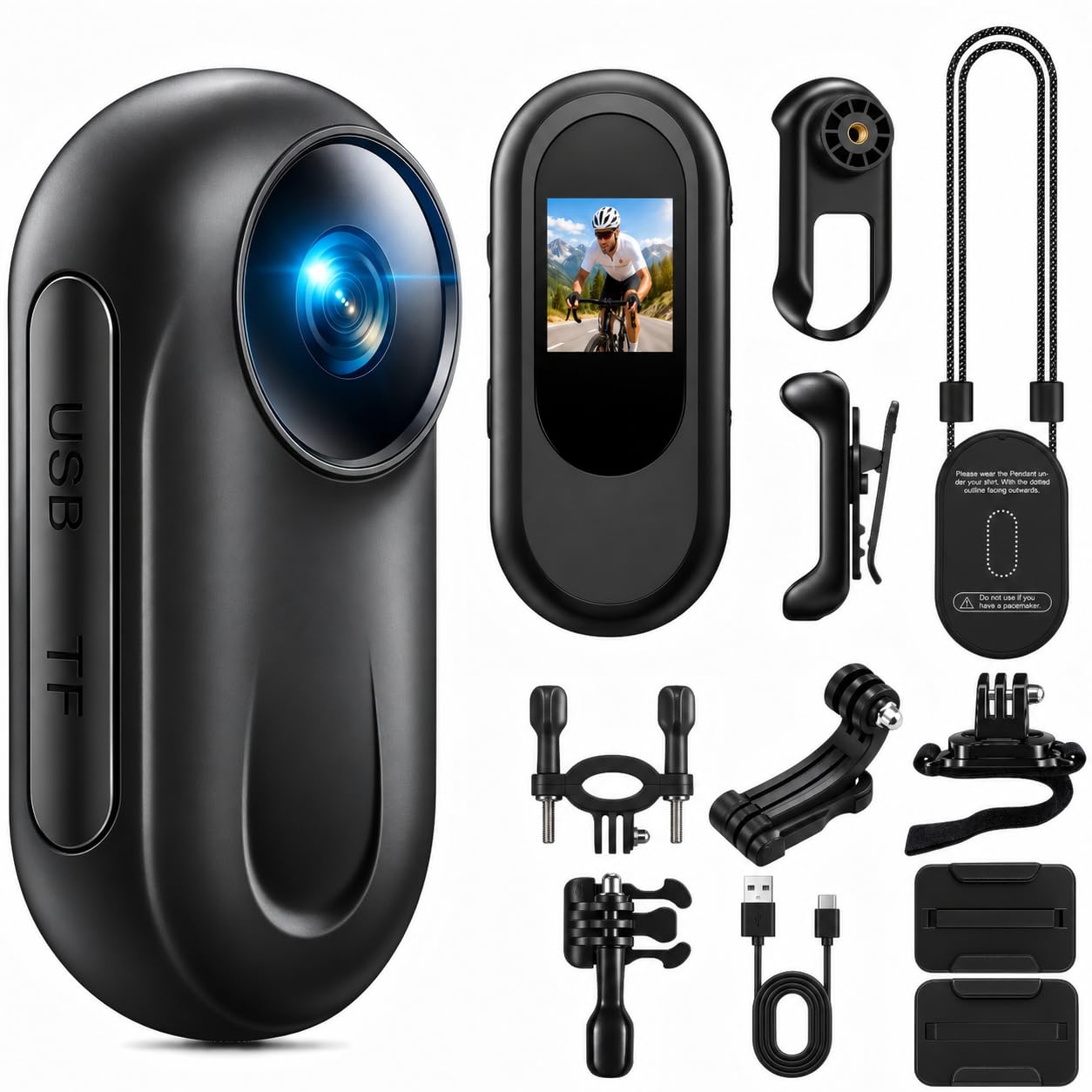 Mini Body Camera 1080P, 512G Thumb Size Body Camera with Audio and Display, Wearable POV Video Recorder with 360° Rotating Clip & Magnetic Clip for Vlogging, Travel, Cycling, Pet Walking, No SD Card