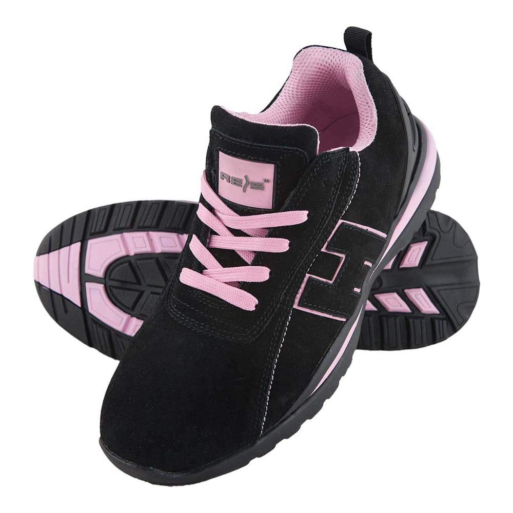 REIS BRARGENTINA Sicherheitsschuhe | Arbeitsschuhe Damen | Safety Shoes | Stahlkappe | EN ISO 20345 und EN20344 | Leder und Eva Kautschuk | Schwarz-Rosa | 41 Größe