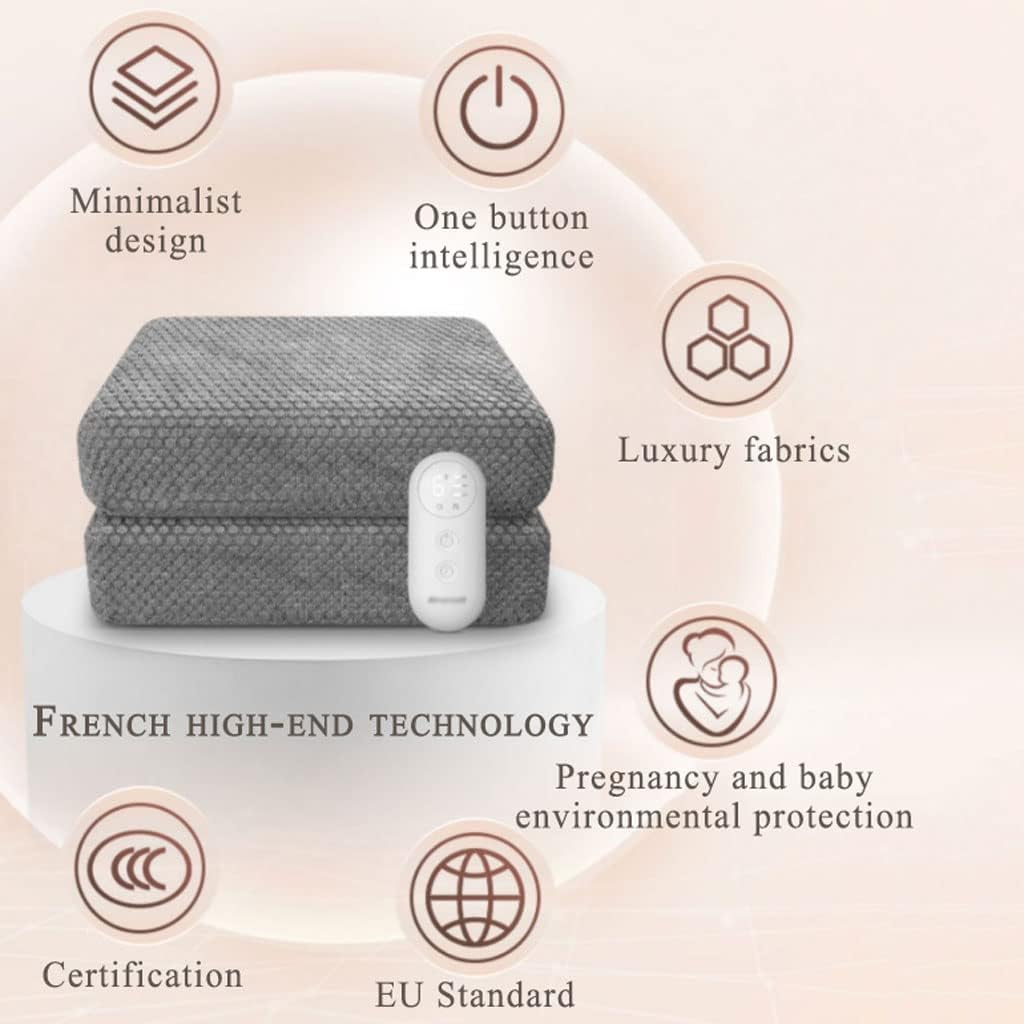 review FLIB Easy Care King Size Heated Blanket Intelligent Dual Control Electric Blanket 12 Hours Auto-Off Single Luxuriously Soft Plush Bed Throws Energy Saving