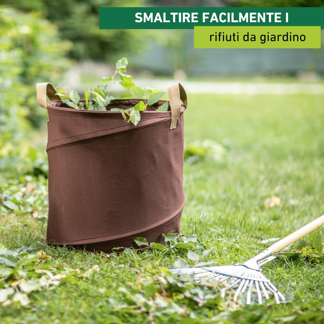 Windhager Sacca per rifiuti da giardino pop-up, in tela, per foglie, autoportante, verde, 120 l, diametro 50 x 60 cm, 07577