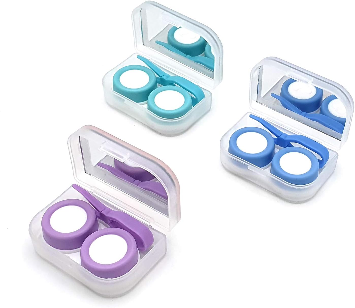 [Pack of 3] Portable Contact Lens Case Kit with Compact