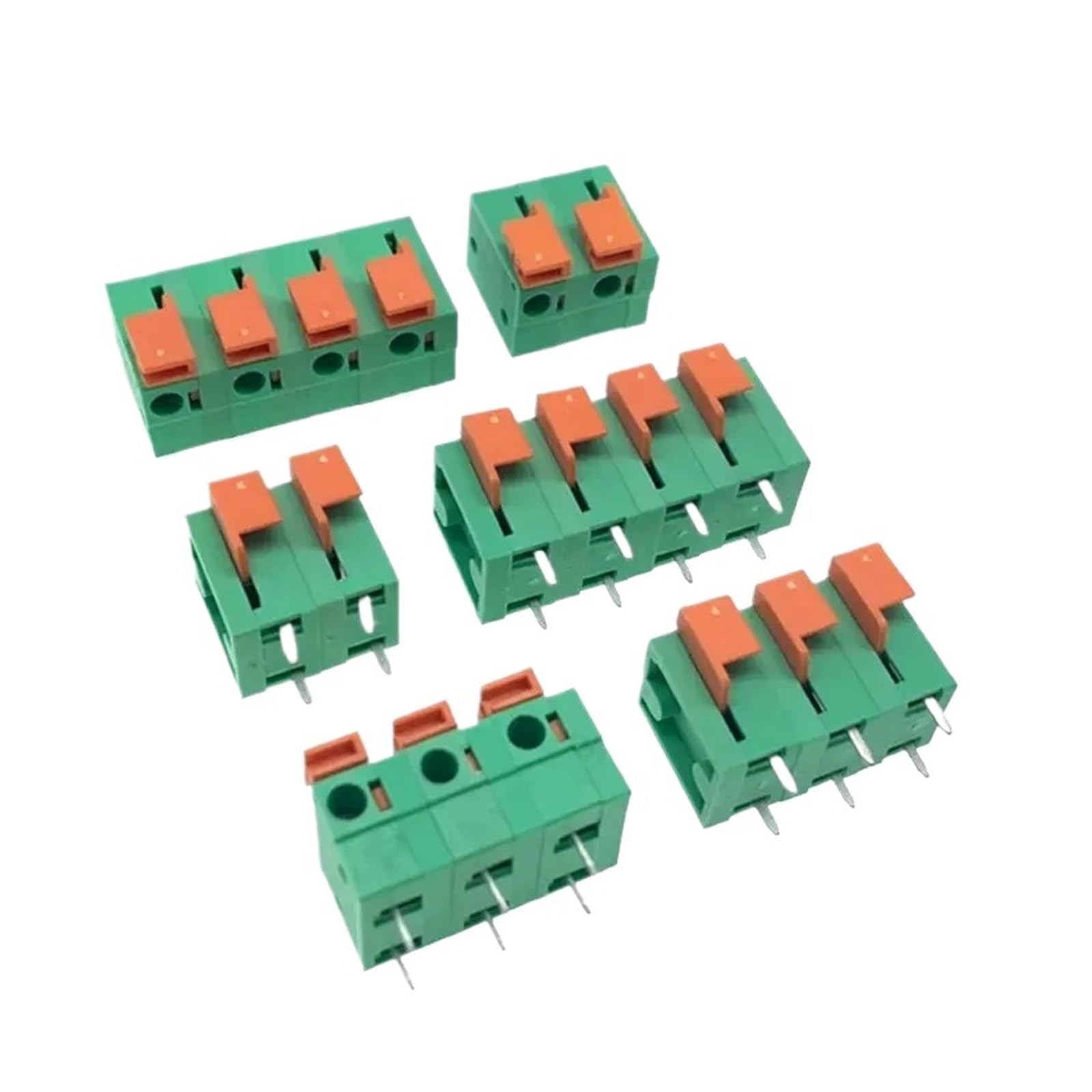 50 pz 5.08mm/0.2in 7.62mm/0.3in FFKDS KF141V/R 142V/R Giuntabile PCB Push Molla Filo Morsettiera Connettore(141V Vertical 2.54mm,6p)