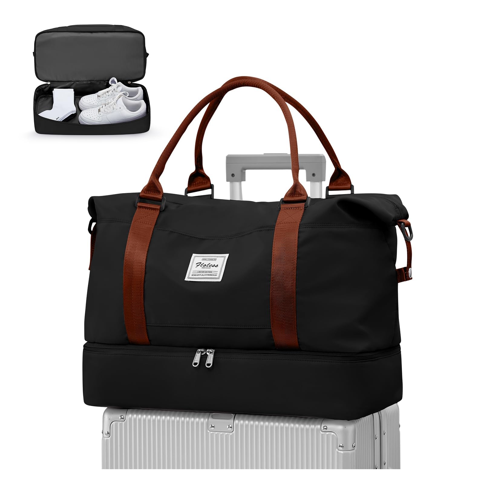 WEPLAN Handgepäck Tasche 45x36x20 Easyjet für Flugzeug Reisetasche Damen Handgepäck Ryanair 40x20x25 Tasche Weekender Bag Travel Bag Sporttasche mit Schuhfach Kliniktasche Schwimmtasche