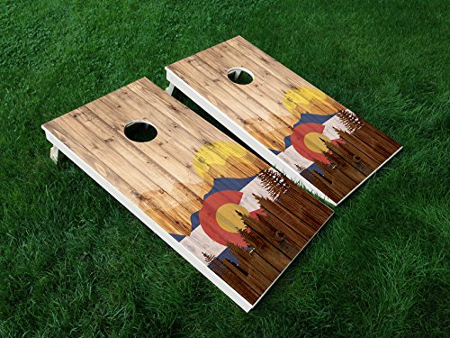 DISTRESSED Colorado 04 COLORADO STATE FLAG CORNHOLE WRAP SET Vinyl Board DECAL Baggo Bag Toss Boards MADE IN the USA