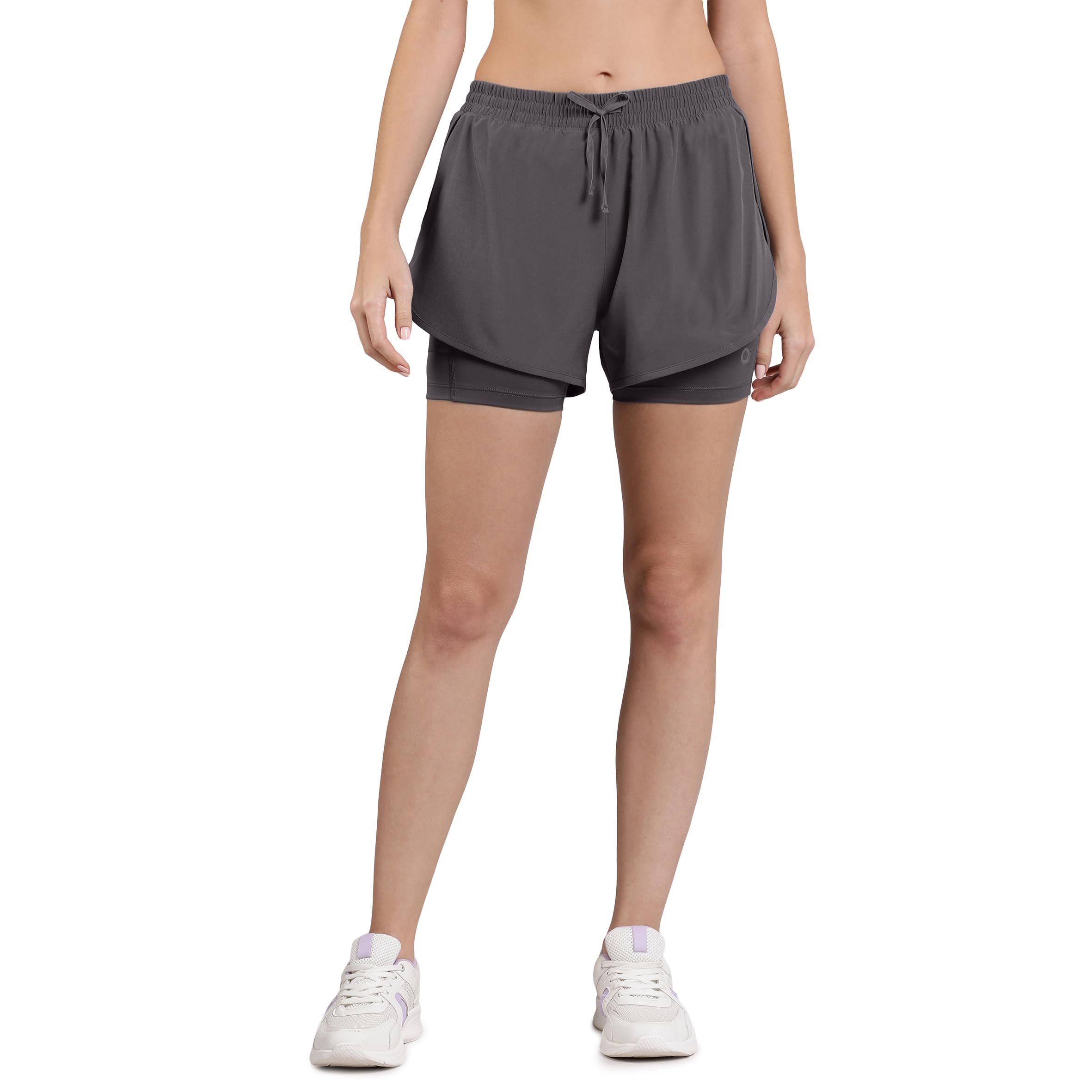 Solid High Rise Active Shorts-image-2