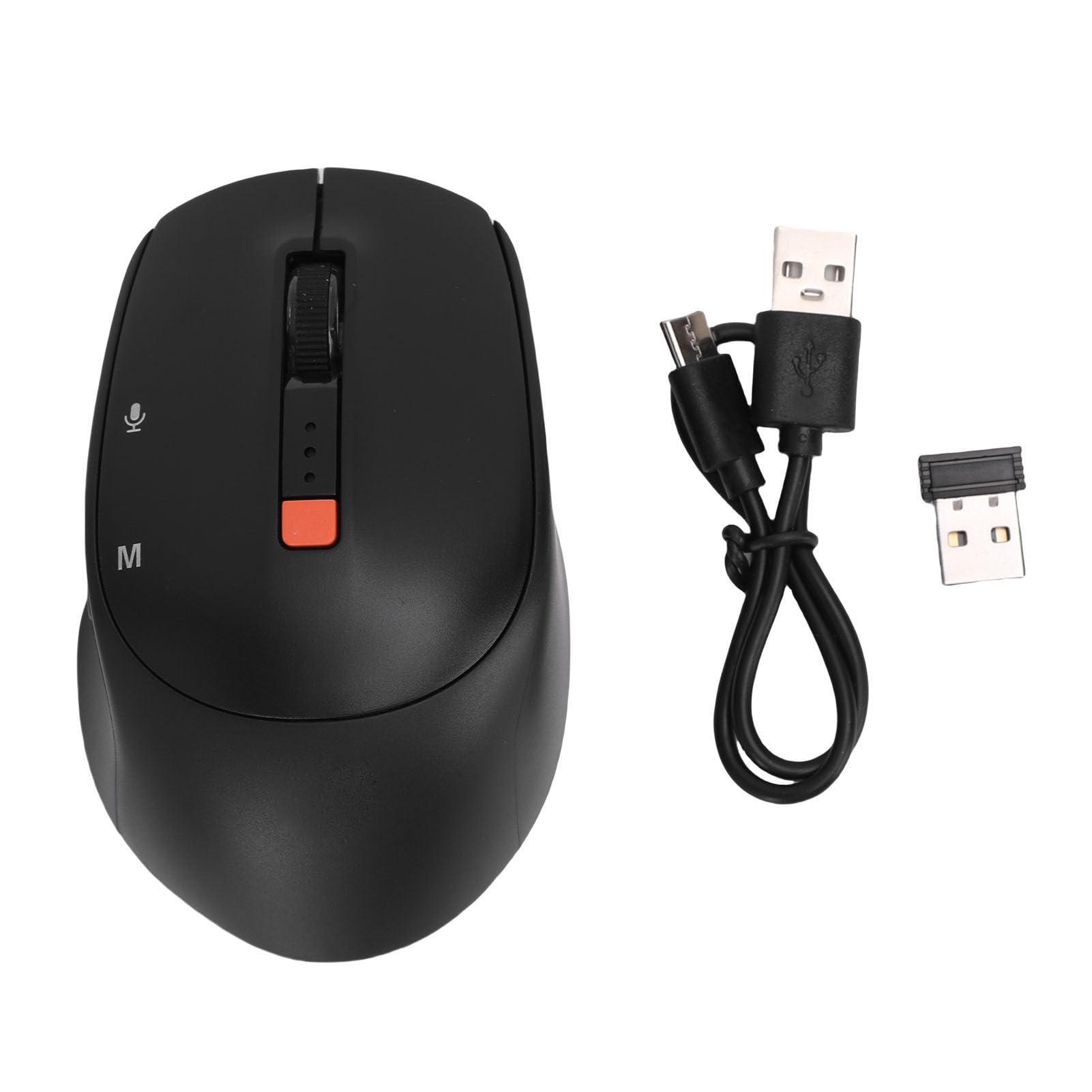 Lazmin112 Ratón de Voz Inteligente AI, Inalámbrico 5.0 con 6 Botones para Escritura Inteligente y Escritura, Traducción Tiempo Real, Traducción OCR, Compatible con OS (Black)