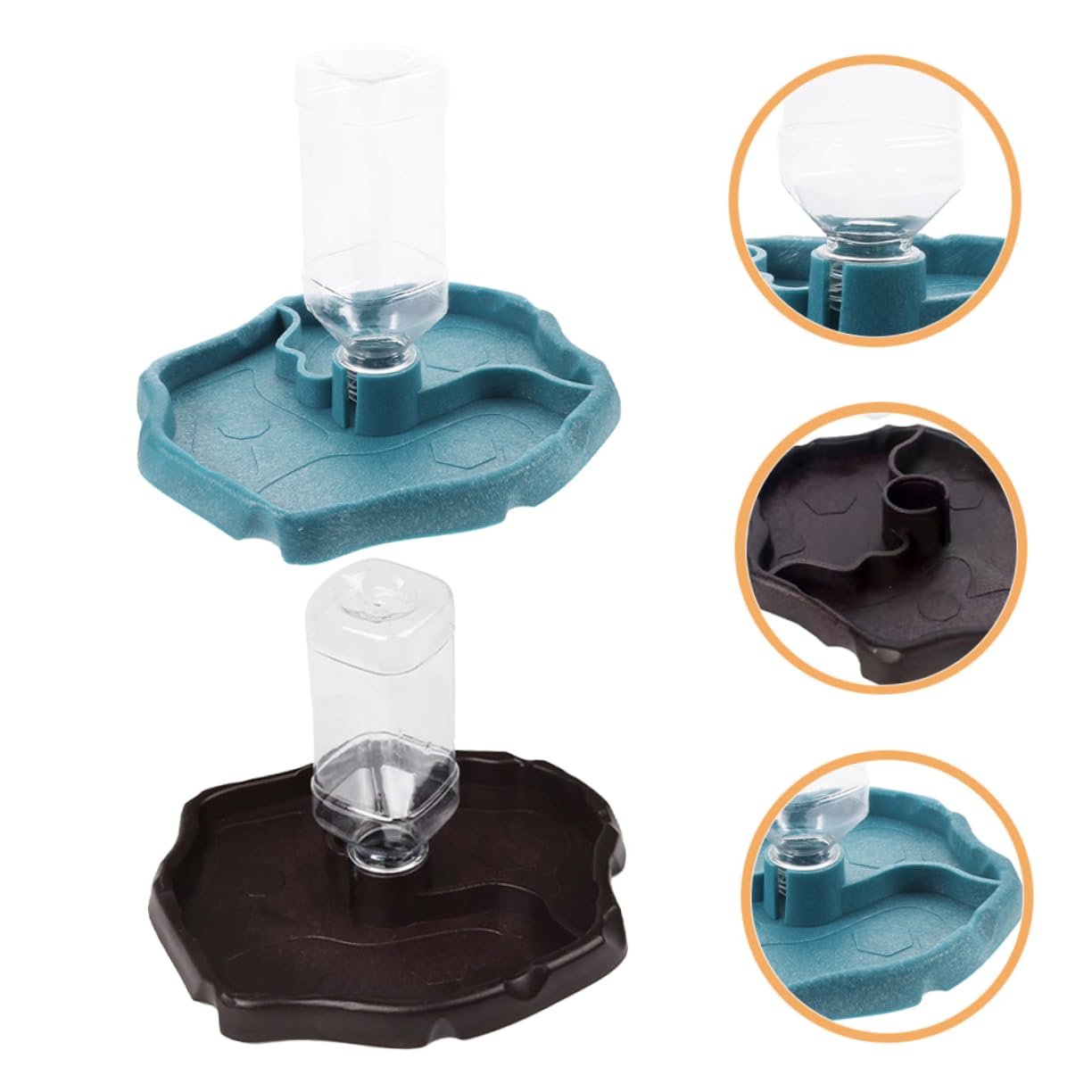 INOOMP Ciotola per Rettili Acqua Automatica in ABS, 2 Pezzi, per Uccelli e Tartarughe, Facile da Pulire, per Cibo e Acqua
