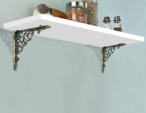 Miniatura 30 de NACH Soportes decorativos para estantes, paquete de 4 unidades de 6 x 1.3 x 6 pulgadas, soporte de estante de hierro fundido negro, soportes