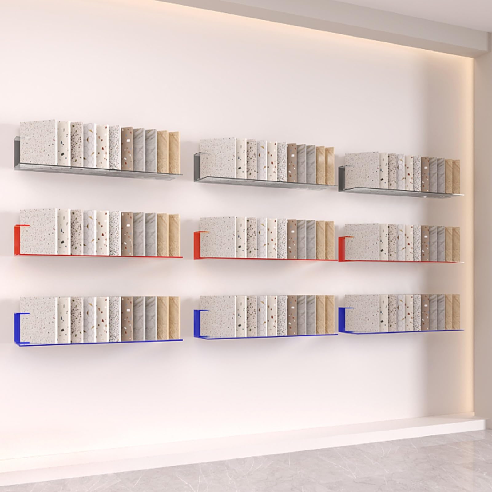 Präsentationsständer für Keramikfliesen, Acryl-Metall-Keramikfliesen-Präsentationsständer – Tischmusterständer, großer Bodenständer aus Holz, Verkaufsdisplay für Marmorplatten, platzsparende