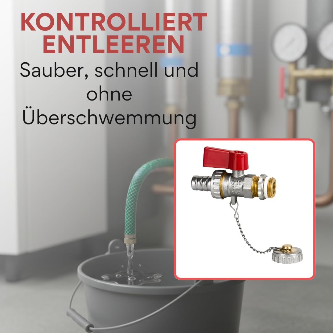 KFE Hahn 3/4" Kugelhahn mit Filter, Messing verchromt, Entleerungshahn für Heizung KFE Füll- & Entleerungshahn