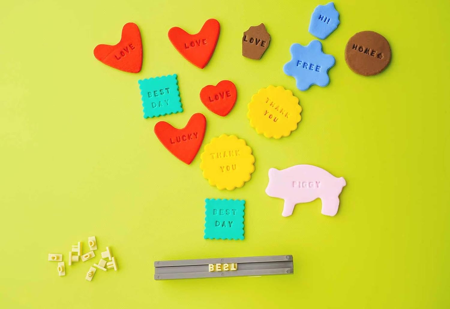 New Talent Cookie letter stamps - clay stamps, Alphabet, Numbers & Symbols, DIY Fondant Embosser for Cookie & Cake Decorating - 94 Pieces Letter Stamps